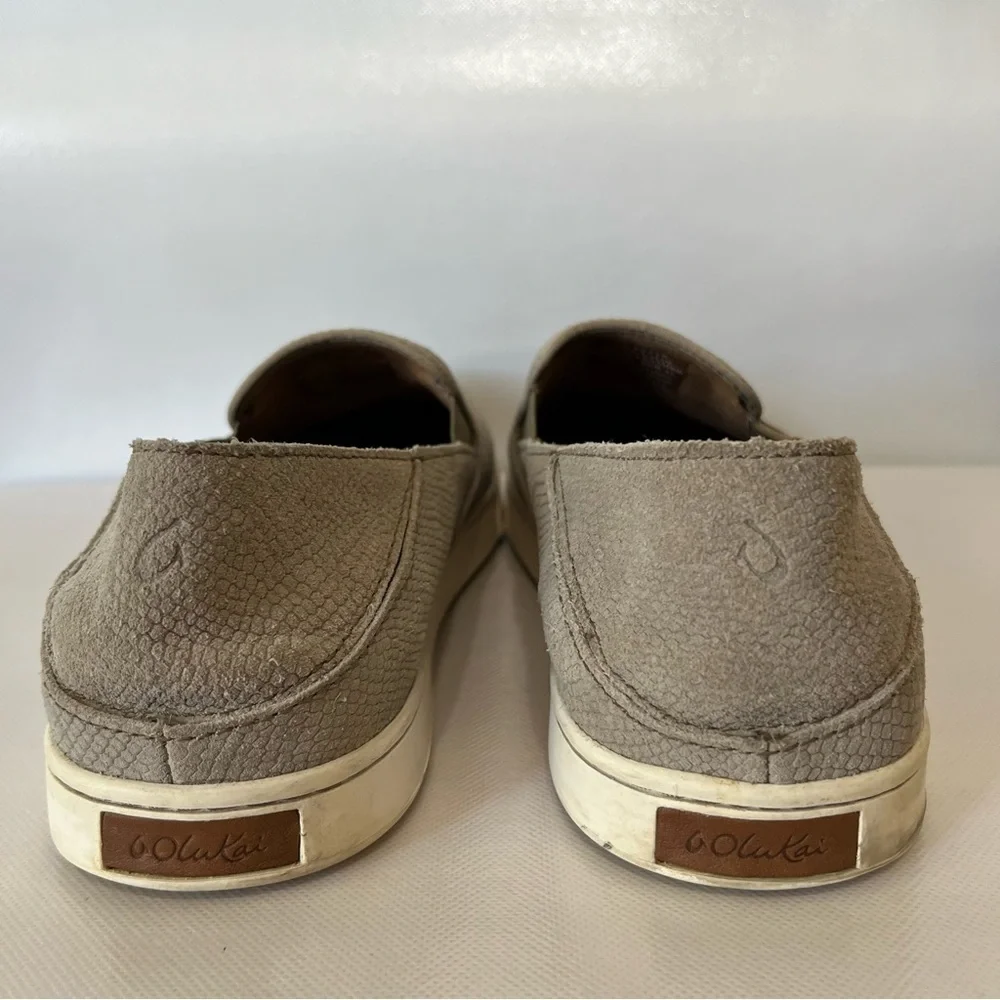 Olukai Pehuea Leather Snake Slip On Shoes 20329-LH10